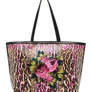 Betsey Johnson Leopard and Pink Floral Tote